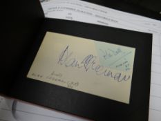 Small autograph book containing Ray Milland, Warren Mitchell, Harry Secombe, Jimmy Edwards, Peggy