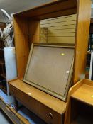 A G-Plan-style compact lounge unit with shelves & single drawer