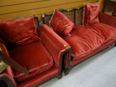 Early twentieth century cane backed salon part-suite comprising two-seater sofa & single chair in r