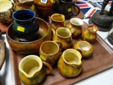 A tray of various Ewenny pottery, small jugs & bowls