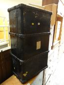 A vintage banded travel trunk