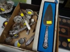 Parcel of hallmarked silver salts & EPNS