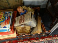 A vintage Met Toy Playthings boxed Hoover washing machine, metal child's cot, boxed doll's house