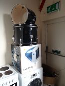 A CB drum kit consisting of three drums, cymbals, pedal, stand etc