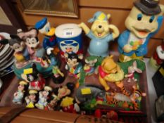 Tray of various Disney character figures etc