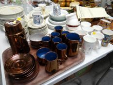 A Creigiau pottery lustre decorated coffee set etc