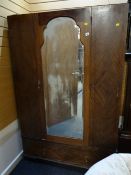 An Edwardian-style mirror door wardrobe with single drawer to base (distressed)