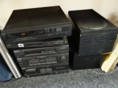 Sony stacking hi-fi system with turntable, CD player & speakers together with a small parcel of LP