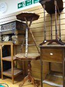 A parcel of furniture including carved box seat stool, bamboo table etc