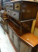 A Priory or style linen-fold standing five-drawer dressing table together with a reproduction