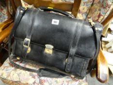 A black leather document case