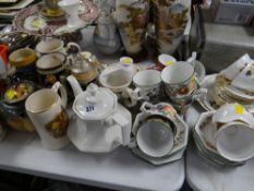 Parcel of mixed china including teapots & various patterned teacups & saucers, small parcel of Royal
