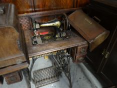 A vintage treadle Singer sewing machine