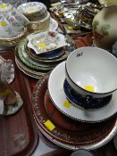 A large hunting scene breakfast cup & saucer, collectors plates etc