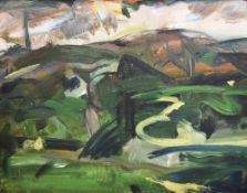 MAURICE COCKRILL oil on canvas - landscape, entitled verso 'Sycamore Tree - Overblow', signed and