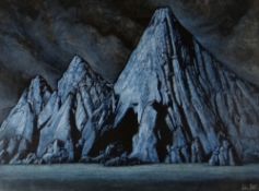 JOHN PETTS acrylic - 'Three Cliffs, Gower by Moonlight', signed & dated 1978 with original title