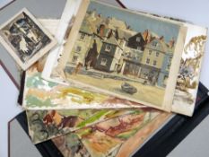 WILL EVANS collection of thirteen unframed watercolours & two prints - various typical landscapes