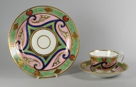 A SWANSEA PORCELAIN PART TEA-SET pattern No. 478 with seeded green border and scrolls with cobalt-