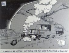 GRENFELL 'GREN' JONES MBE (1934-2007) original drawing - humorous satirical cartoon relating to Bank