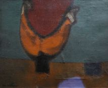 ERIC MALTHOUSE oil on canvas - semi-abstract bowl on table, entitled verso 'Heavy Touch', signed, 44