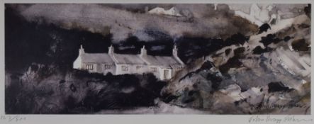 JOHN KNAPP FISHER limited edition (127/500) print - Pembrokeshire coastal cottages, signed, 17 x