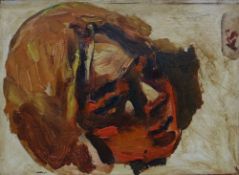 KEVIN SINNOTT oil on board, portrait, entitled verso 'Untitled (Girl's Head)', signed, 26 x 33cms