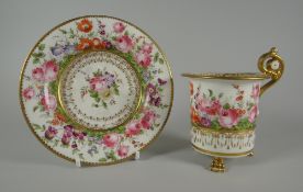 AN EXCEPTIONAL SWANSEA PORCELAIN CABINET CUP & STAND the cup with everted rim and raised over