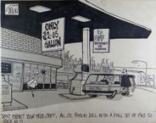 GRENFELL 'GREN' JONES MBE (1934-2007) original drawing - humorous satirical cartoon relating to