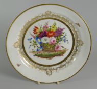A SWANSEA PORCELAIN PLATE FROM THE BURDETT-COUTTS SERVICE, of circular form with dentil gilt rim,