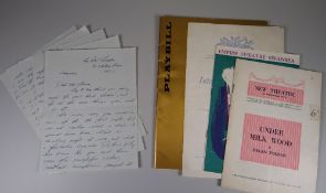 DYLAN THOMAS 'Under Milk Wood' related letter from Welsh actor Donald Houston (1923-1991) being five