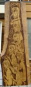 LESLEY LANMAN wood carved panel with poker-work - series of heads and bodies intertwining with