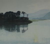 PHILIP GREENWOOD signed lithograph - a tranquil Penmaen Pool, entitled 'Pool Light', signed, 44 x