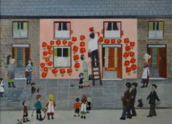 ELIZABETH HOPKIN (1919-2015) watercolour - humorous and charming naïve-school narrative as a