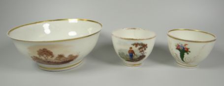 THREE ITEMS OF SWANSEA 'GLASSY PORCELAIN' including a William Billingsley decorated cup with