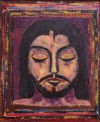 JACK JONES oil on board - portrait entitled verso 'Head of Christ' signed and dated verso 1982, 29 x