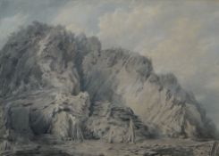 JOSEPH MALLORD WILLIAM TURNER pencil and wash on paper - topographical watercolour sketch of a