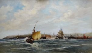 RICHARD SHORT RCA (1814-1916) oil on canvas - iconic scene of harbour & shipping, 'Barry South