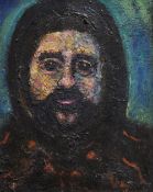 JACK JONES oil on board - head portrait man with beard, signed and dated 1980, 24 x 18cms