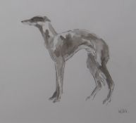 SIR KYFFIN WILLIAMS RA pencil and watercolour - study of a standing whippet, signed with initials,