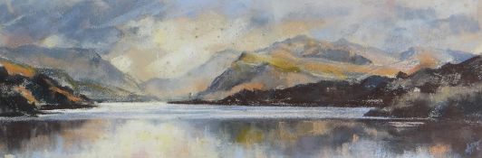 ALED PRICHARD JONES pastel - entitled verso on Albany Gallery Label 'Snowdon from Llyn Llydaw',