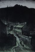GEORGE CHAPMAN limited edition (22/50) etching - South Wales street scene with child riding a