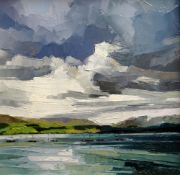DAVID GROSVENOR oil on box canvas - boats on the Menai Straits, signed in full & entitled verso '