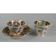 A SWANSEA 'JAPAN' TEA & COFFEE TRIO decorated in the Imari palette with reserves of garden flowers - Image 2 of 3