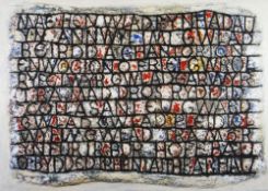 OGWYN DAVIES limited edition (50/100) print - text from Welsh National Anthem 'Mae Hen Wlad fy