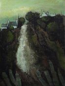 WILF ROBERTS limited edition (3/20) print - Anglesey lane with roof-tops, entitled 'Tan -y-