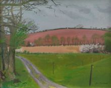 ERIC MALTHOUSE oil on canvas - landscape with track and trees, signed, 44 x 55cms Provenance: The