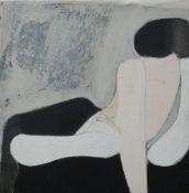 ROGER CECIL oil on canvas - semi-abstract nude, entitled verso 'Girl in Landscape', signed and dated