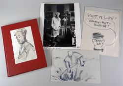 WILL ROBERTS an original humorous black & white caricature birthday card with lettering together