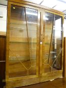 1930's walnut glass display cabinet
