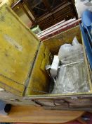 Wooden box with metal handles and contents of builder's materials